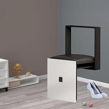 Wall Mounted Folding Chairs, Solid Wood Wall Mounted Shoe Bench Chair, with PU Leather Padded Chair, for Bedroom Supper - Aisle - Bathroom, Etc.,B