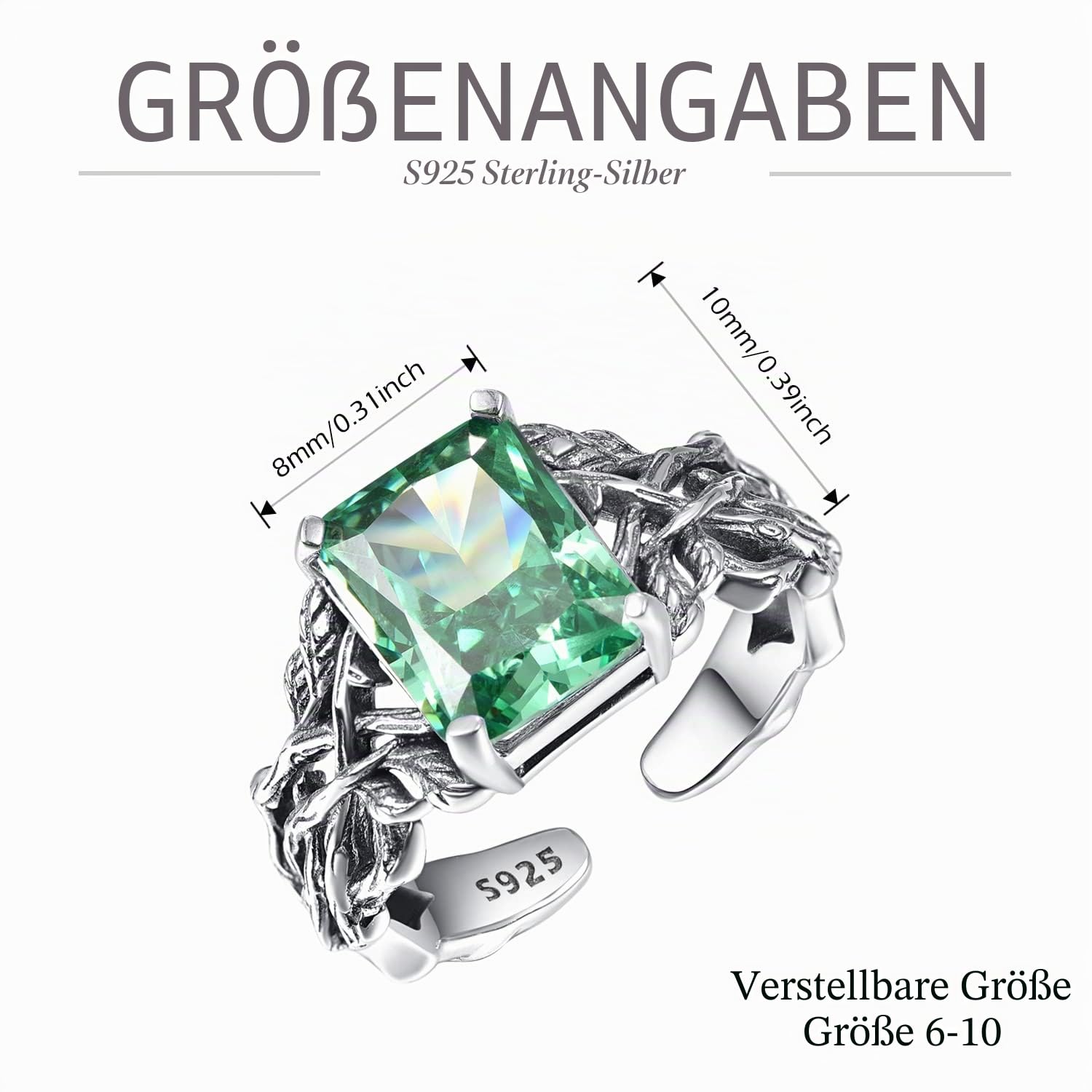 TANGPOET Damen Lebensbaum Ring Silber 925 Baum des Lebens Ring Verstellbar Kristall Schmuck Baum des Lebens Geschenke für Frauen Mädchen