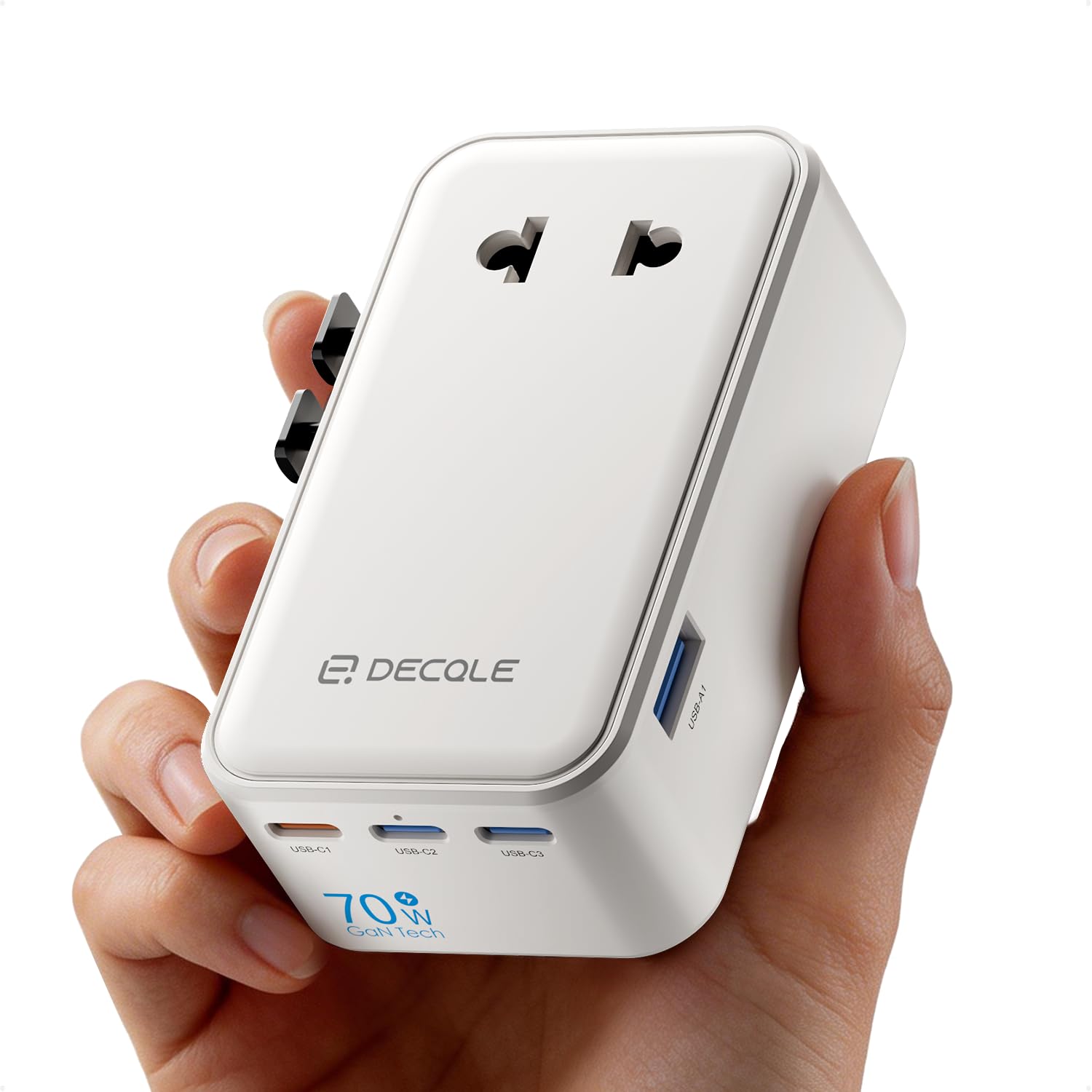“Air” Adapter Podróżny z 3 USB-C(GaN 70W) i 1 USB-A dla 200+ Krajów