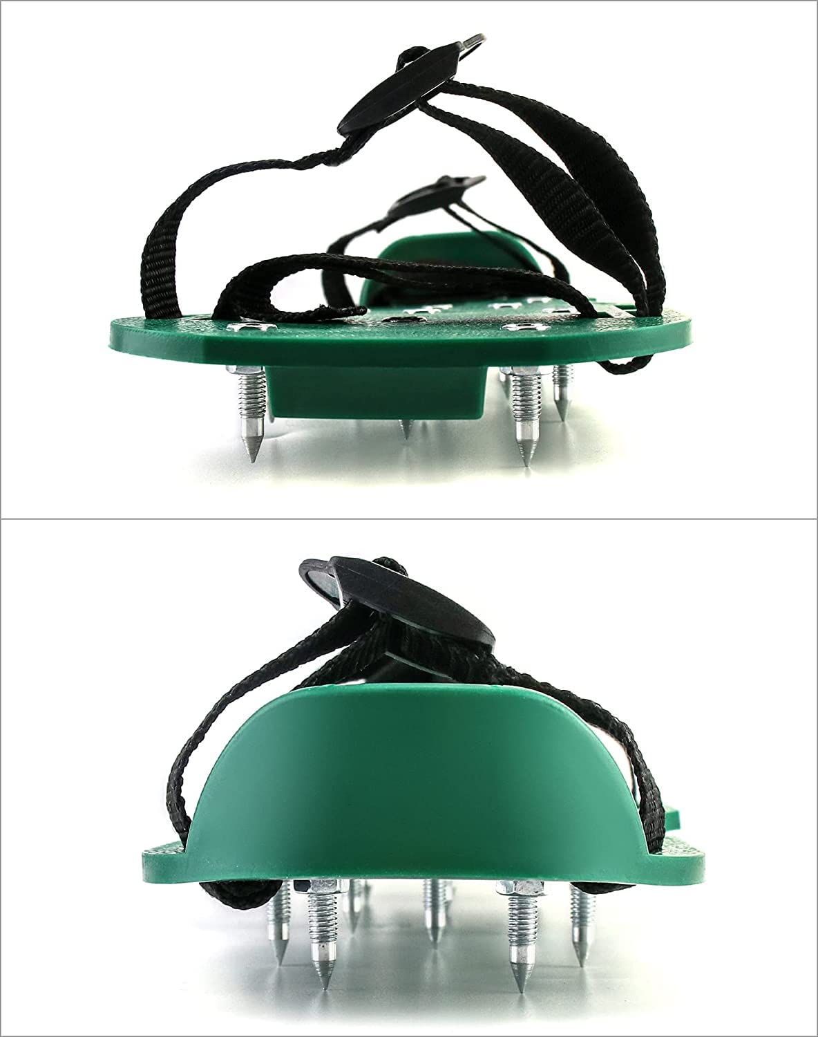 Aireador de Césped Zapatos Sandalias de Pinchos de Metal Hebillas y Correas 3 para Airear el Césped o en el Patio (Verde)