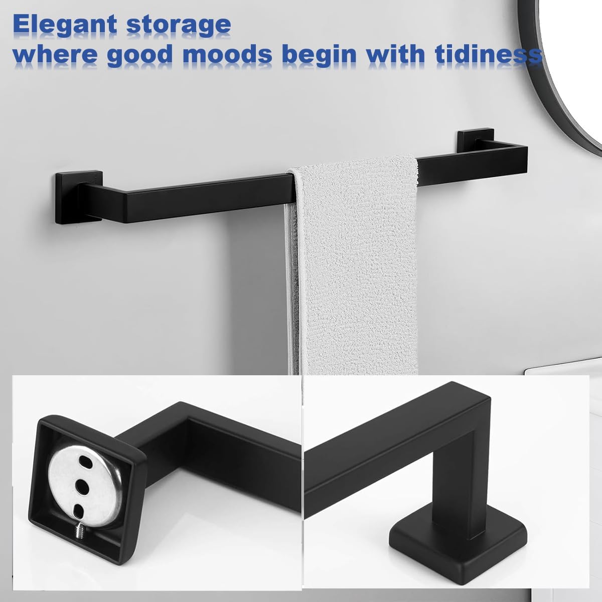 Towel Bar 2 Pack for Bathroom 32 Inch Matte Black Towel Holder 12/16/20/24/28/32/36 Inch Stainless Steel SUS304 Rustproof Towel Rack Modern Square Towel Rod for Bathroom Wall (2, Matte Black, 32 Inch)