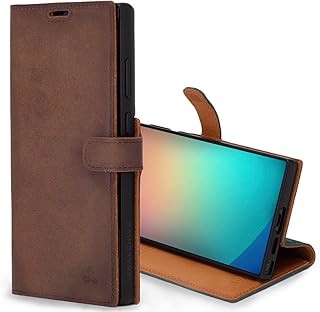 Snakehive Samsung Galaxy S23 Ultra Leather Case | Genuine Leather Wallet Phone Case with Card Holder | Flip Folio Case/Cover with Stand | Compatible with Samsung Galaxy S23 Ultra | (Brown)