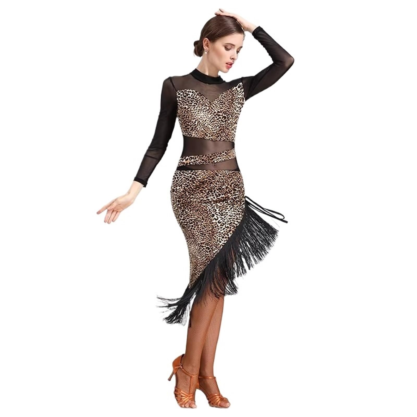 Donna Vestito Latino Americano Abito da Ballo Latino Nappa Costume da Allenamento for Donna Rumba per Spettacoli
