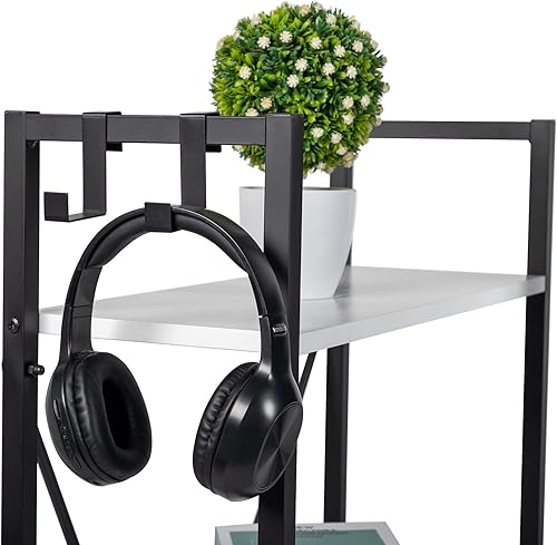 Miniatura 7 de Escritorio para juegos y computadora con estantes de almacenamiento, mesa de escritura de estudio, escritorio para computadora de oficina en casa