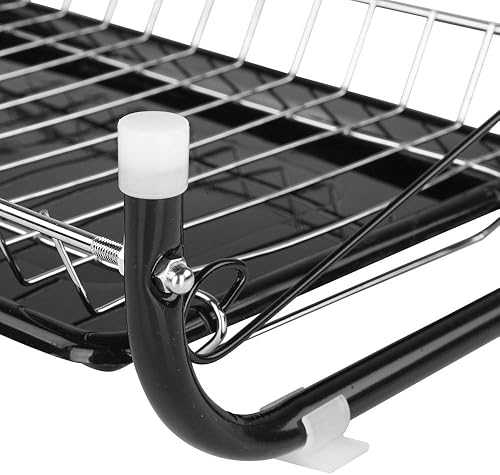 Miniatura 9 de Escurridor de platos, 2 niveles que ahorra espacio, escurridor de platos para encimera de cocina, escurridor de platos con tabla de secar y soporte