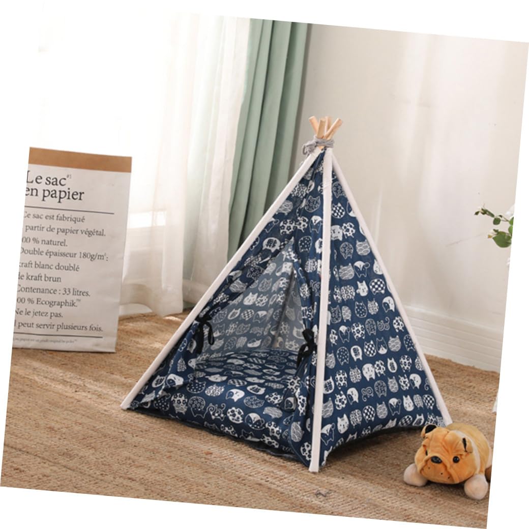 Tente pour Animaux de Compagnie avec Design Amovible Tente Lavable en Lin et Bois pour Chat et Chien en Intérieur et Extérieur