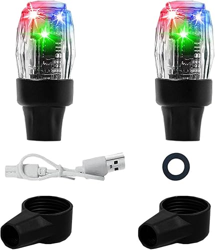 2 luces de válvula de neumáticos, luces LED coloridas para ruedas, luz de flash impermeable, lámpara de tapa de válvula de neumático para automóvil,