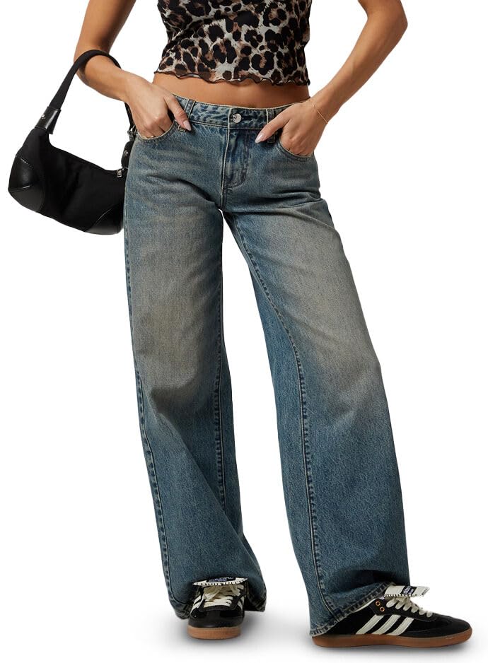 PacSun Women's Casey Low Rise Baggy Jeans Medium Indigo Tinted