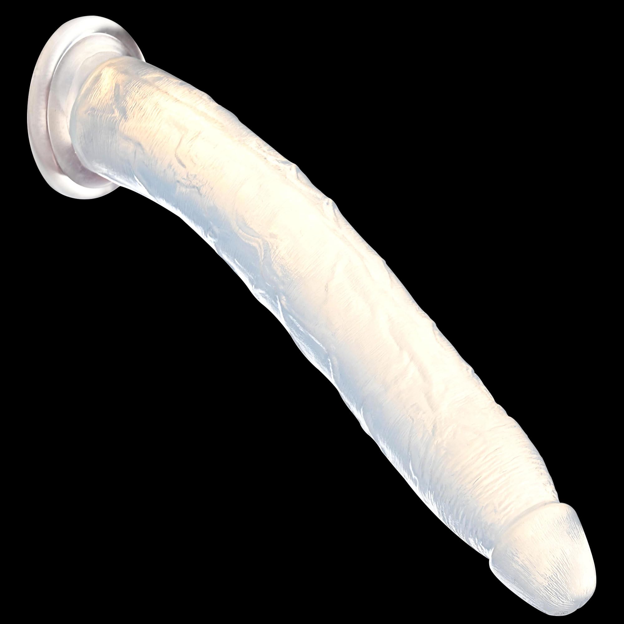14 Inch Long Clear Dildo Realistic XXXL Huge Thick Transparent Dildo with Small Glans for G-Spot Prostate Stimulation