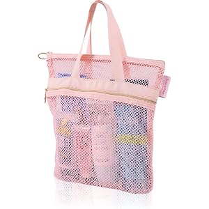 Jualyue Mesh Shower Caddy Quick Dry Tote Bag Portable Lightweight Hanging Toiletry and Bath Organizer Essential for College