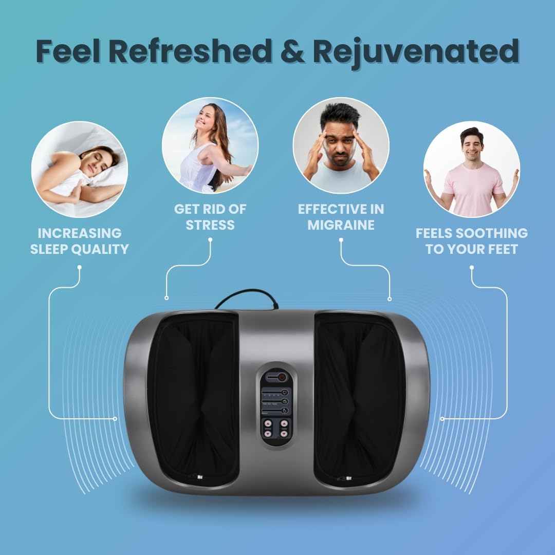 MEDTECH Foot Massager Machine For Pain Relief with Kneading Rollers | Corded Electric Leg Massager Machine For Home | Remote Control | Open Design Calf Massager For Pain Relief, Grey MEDTECH Foot Massager Machine For Pain Relief with Kneading Rollers | Corded Electric Leg Massager Machine For Home | Remote Control | Open Design Calf Massager For Pain Relief, Grey