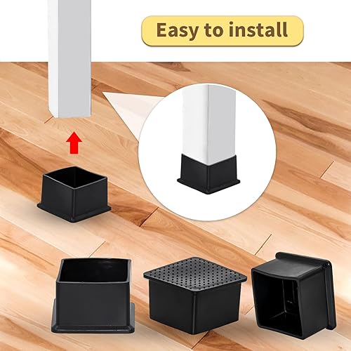 Miniatura 3 de Flyshop 8 tapas para patas de silla de patio, de PVC, protectores de suelo cuadrados para muebles, fundas cuadradas para patas de mesa, 1-34