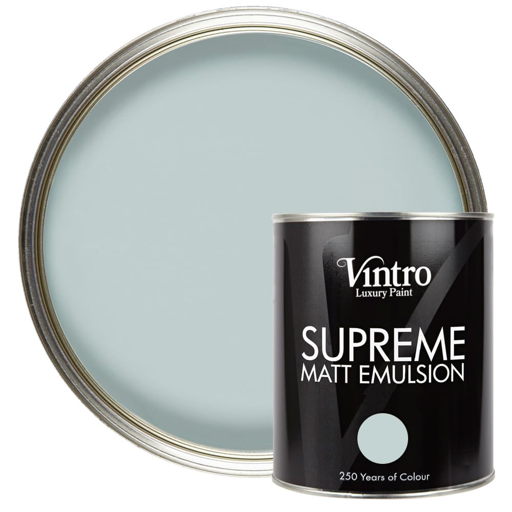Vintro Luxury Matt Emulsion Pale Blue/green Smooth FinishMulti Surface PaintWallsCeilingsWoodMetal1L (Harewood) from B&Q