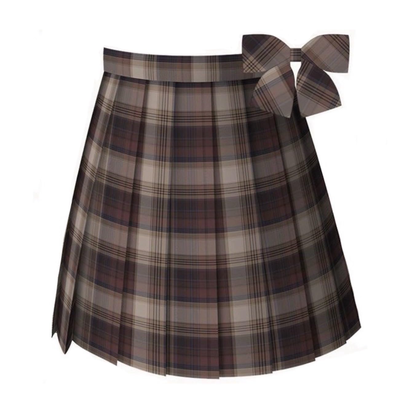 なんちゃってコスプレブラウンとチェック柄のプリーツスカートセット なんちゃってコスプレブラウンとチェック柄のプリーツスカート