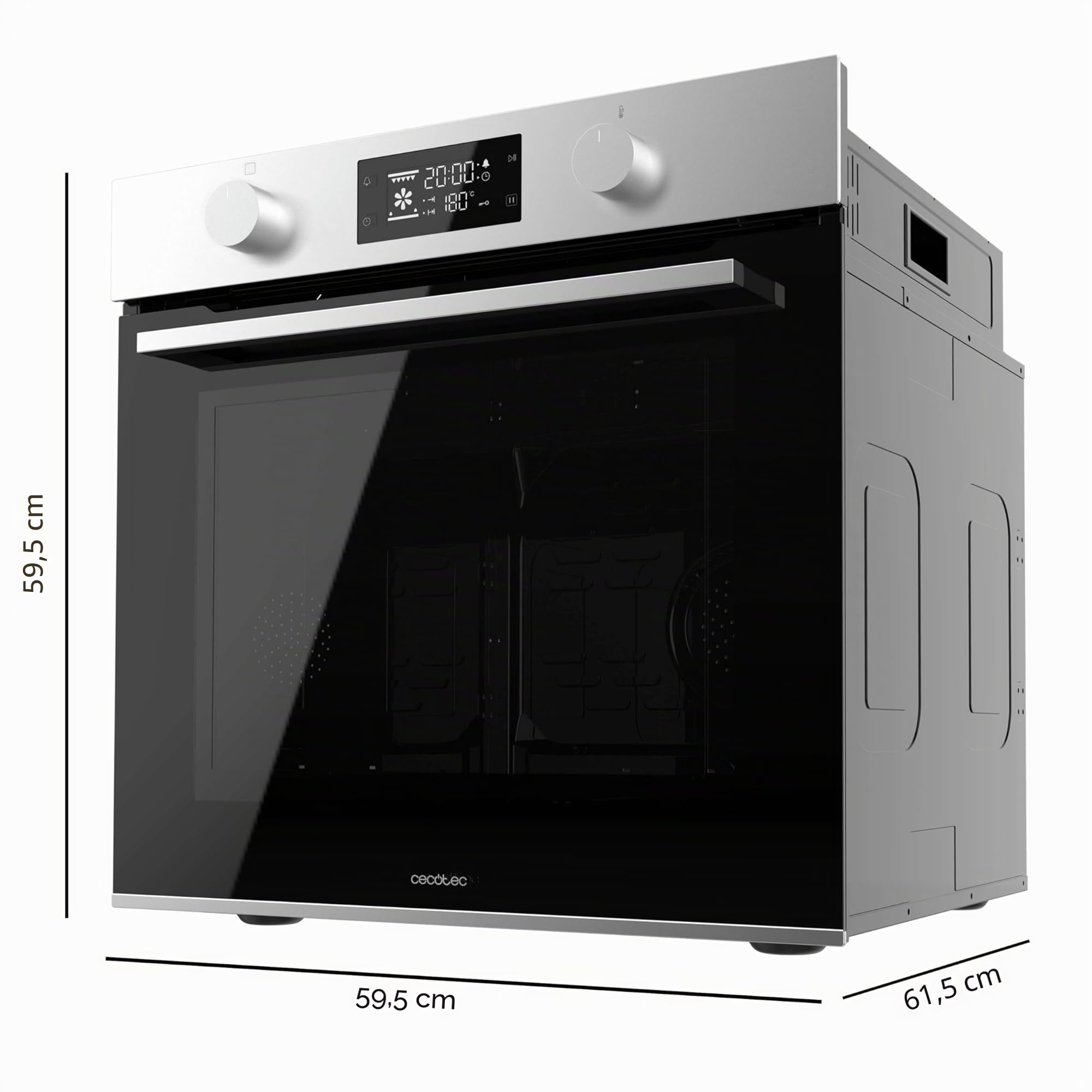 Cecotec Forno da Incasso Multifunzione Pirolitico Bolero Hexa P526000 Line A. 2800W, 73L, 9 funzioni: Defrost, Convenzionale, Grill, Pirolisi. Display Touch, Cooling Fan, Porta Vetro, Classe A