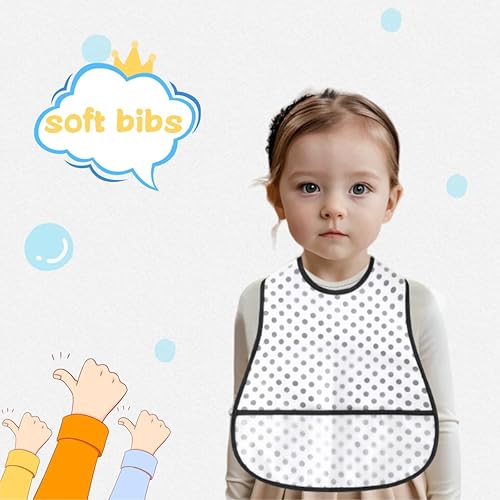 Miniatura 2 de Baberos para bebé impermeables, babero para niños pequeños - Babero de alimentación con bolsillo para bebé niño niña lavable 6-36M