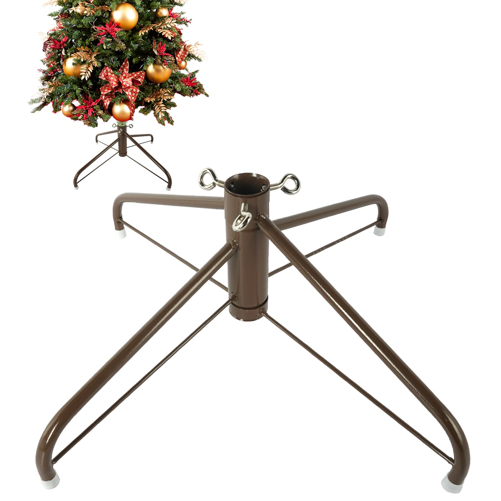 EZYDECOR Support de sapin de Noël marron de 50 cm, base de sapin de Noël en métal massif de rechange pour arbres artificiels, décoration d'intérieur (marron) 50 cm