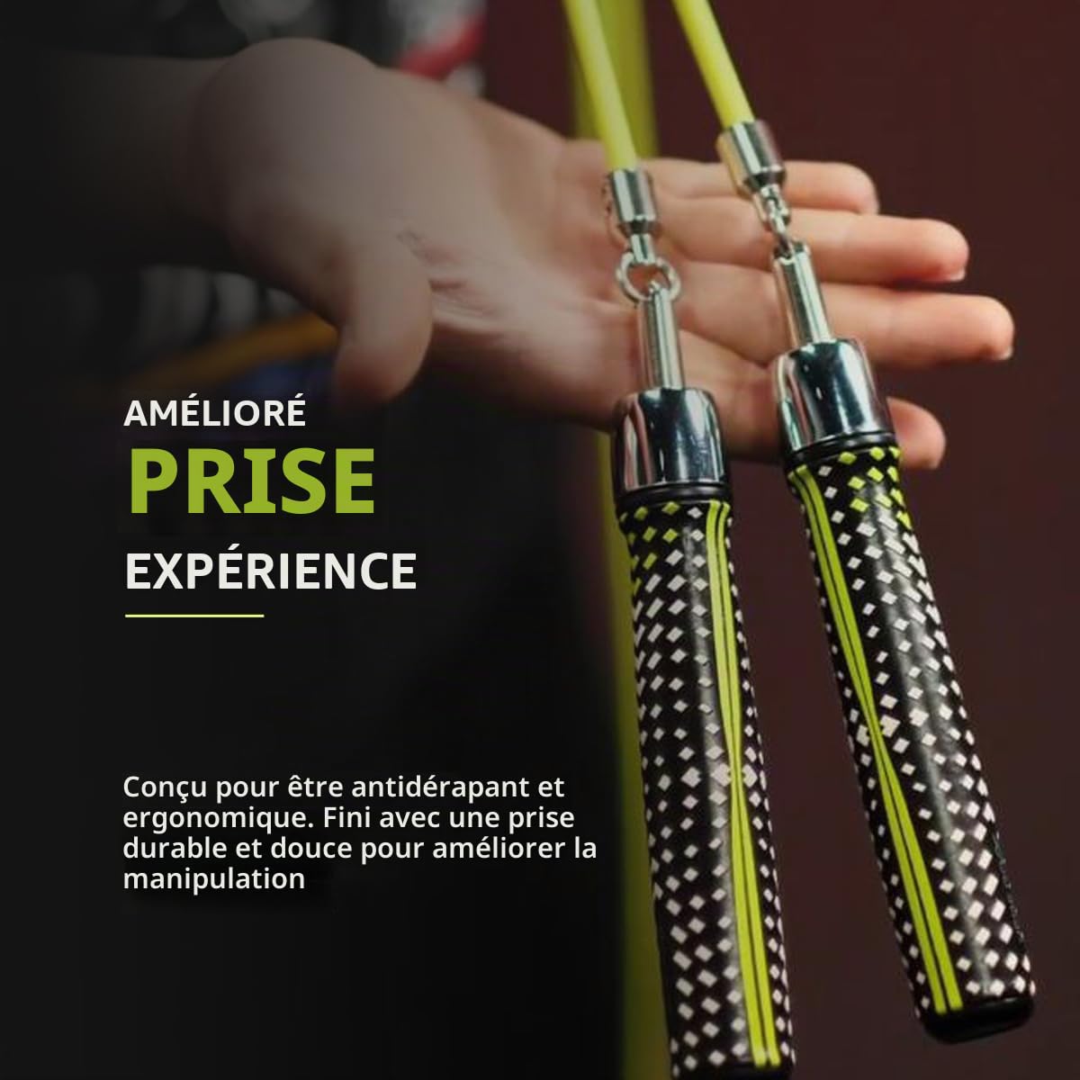 HEREROPE Corde à sauter pour vitesse, cardio, boxe et entraînement, corde à sauter avec roulement à billes, poignée confortable et ergonomique, câble anti-nœuds, corde à sauter pour homme et femme