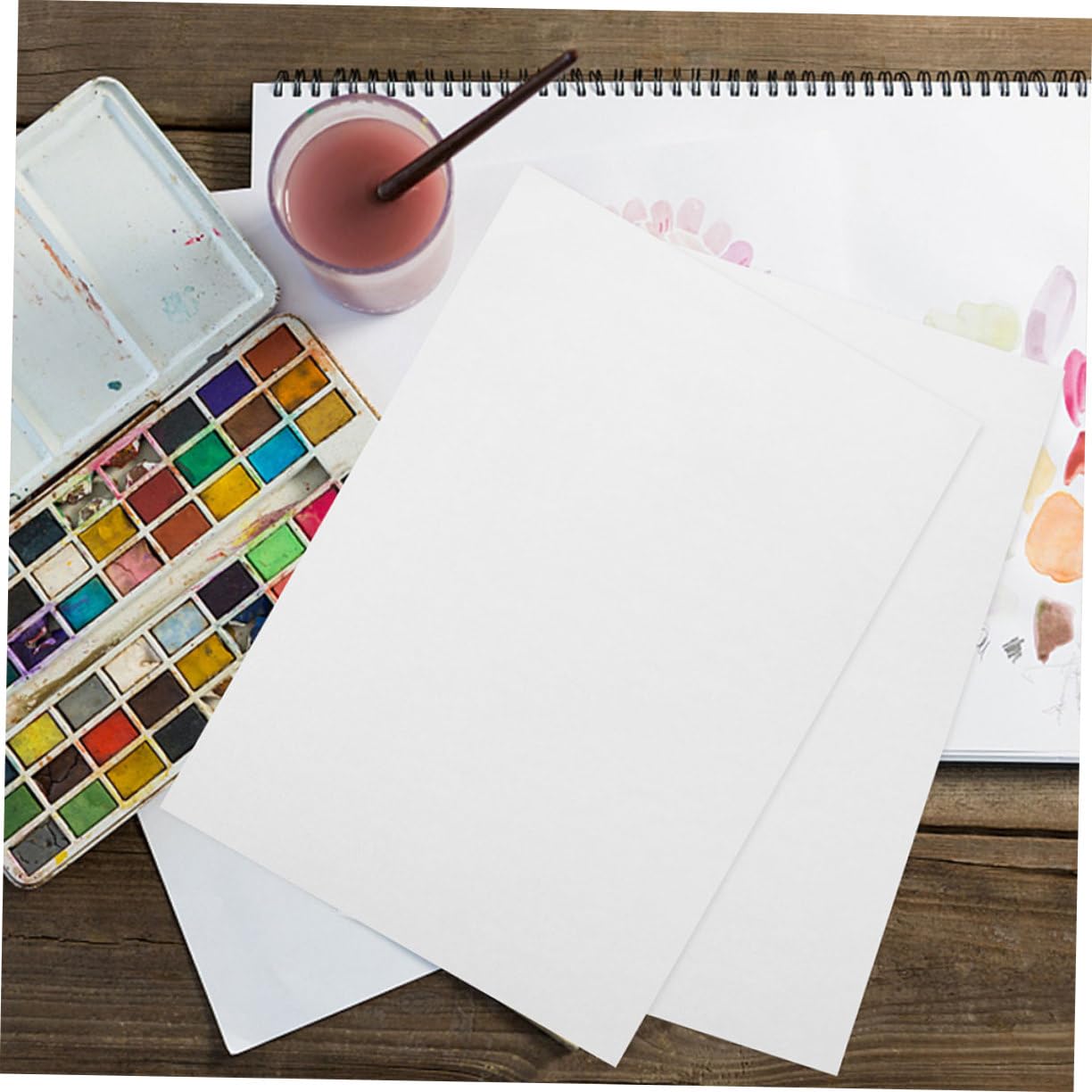 Aquarellpapier für Künstler 100 Blatt 160g 8k Wasserfarben | Weißes Papier, Grobe Struktur, Großpackung für Acrylmalerei, Zeichenblock für Maltechniken