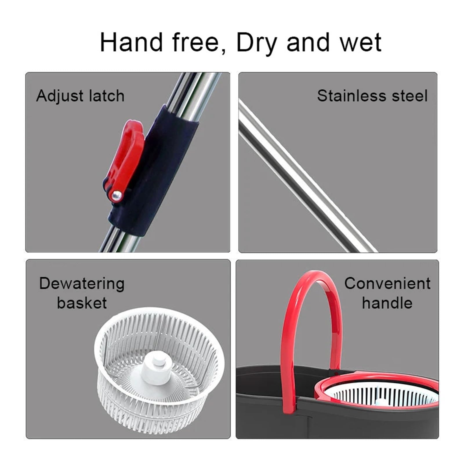 Trapeador automático Giratorio Manos Libres for Limpieza de Pisos de Madera, Almohadillas de Microfibra for Piso con balde, trapeador mágico
