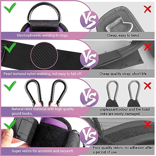 Ankle Resistance Bands with Cuffs, Ankle Bands for Working Out, Kickbacks Hip, Leg Glute Exercise Equipment with Training Poster, Resistance Workout Equipment for Women(Purple)