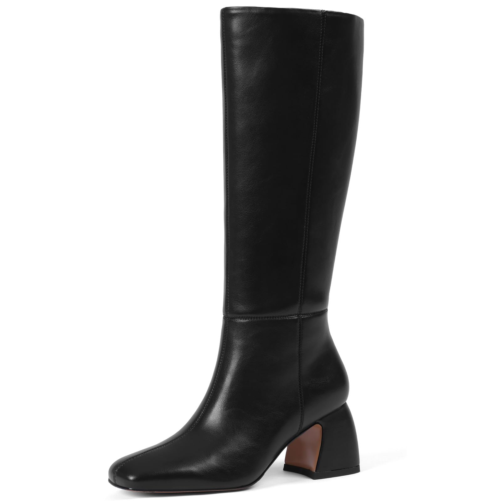 Lyrisiphy Knee High Boots Women Square Toe Chunky Heel Dress Boots Fall High Boots with Side Zipper