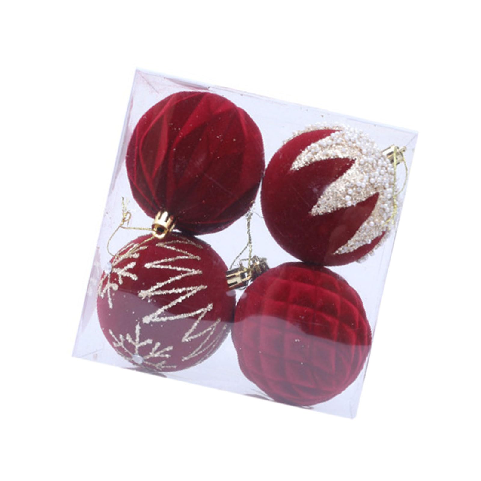 4Pcs Shimmering Christmas Ball Baubles Ornament Shatterproof Tree Hangings Decorations for Winter Holiday Tree Hanging Decorations
