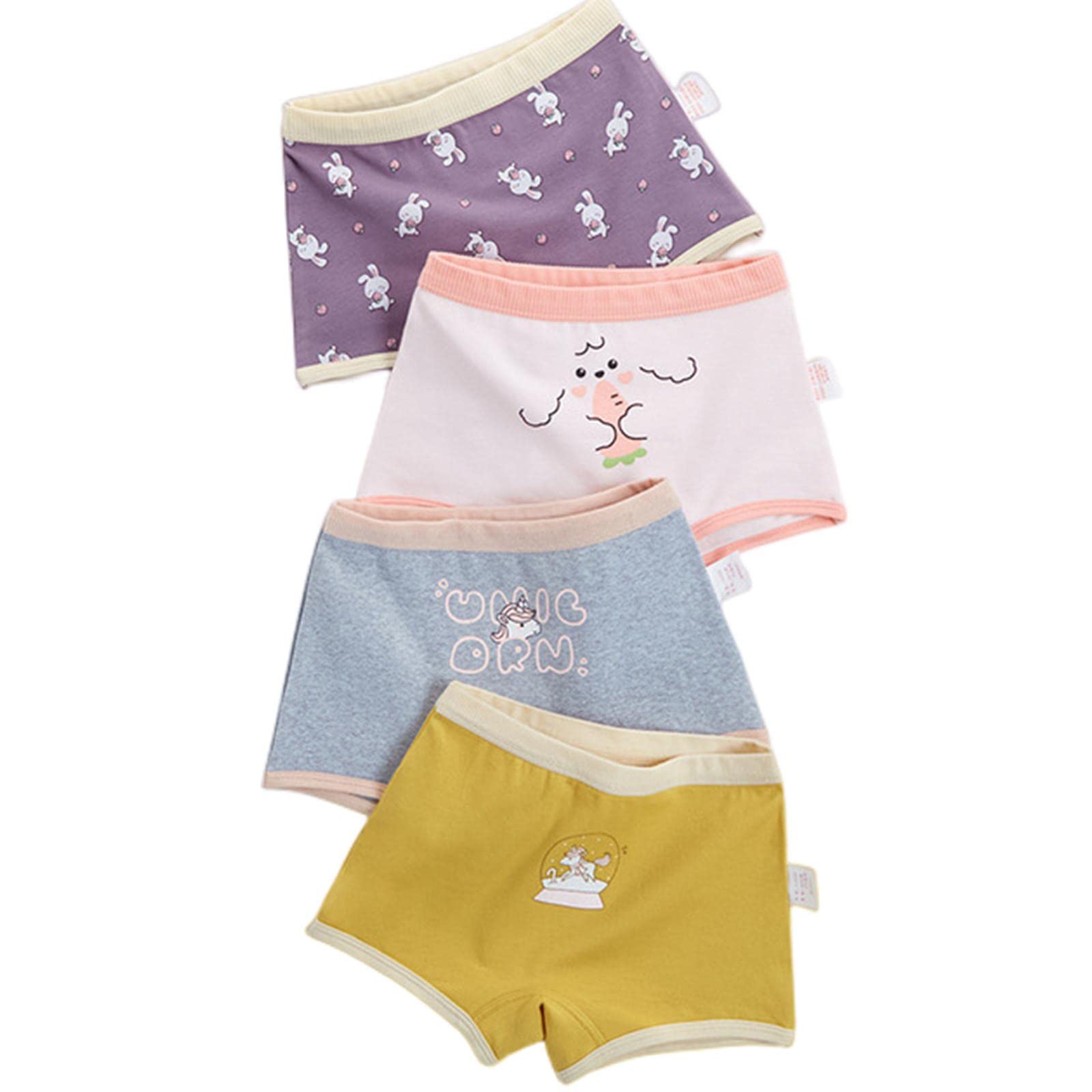 Kids underwear Girls Underpants Kids Cotton Underpants Kids Briefs Cartoon Shorts 4Pcs Piece