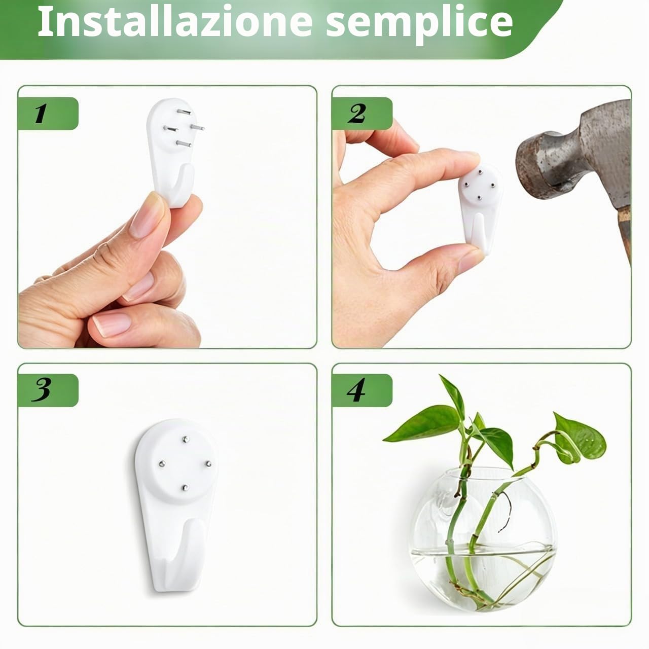 Nuptio Vasi da Parete Piante interno: 10cm Diametro Vaso da Appendere Terrario Pianta per Casa Ufficio Soggiorno - Moderno Fiori Vasi Sospesi per Esterno Giardino Decor Set da 12