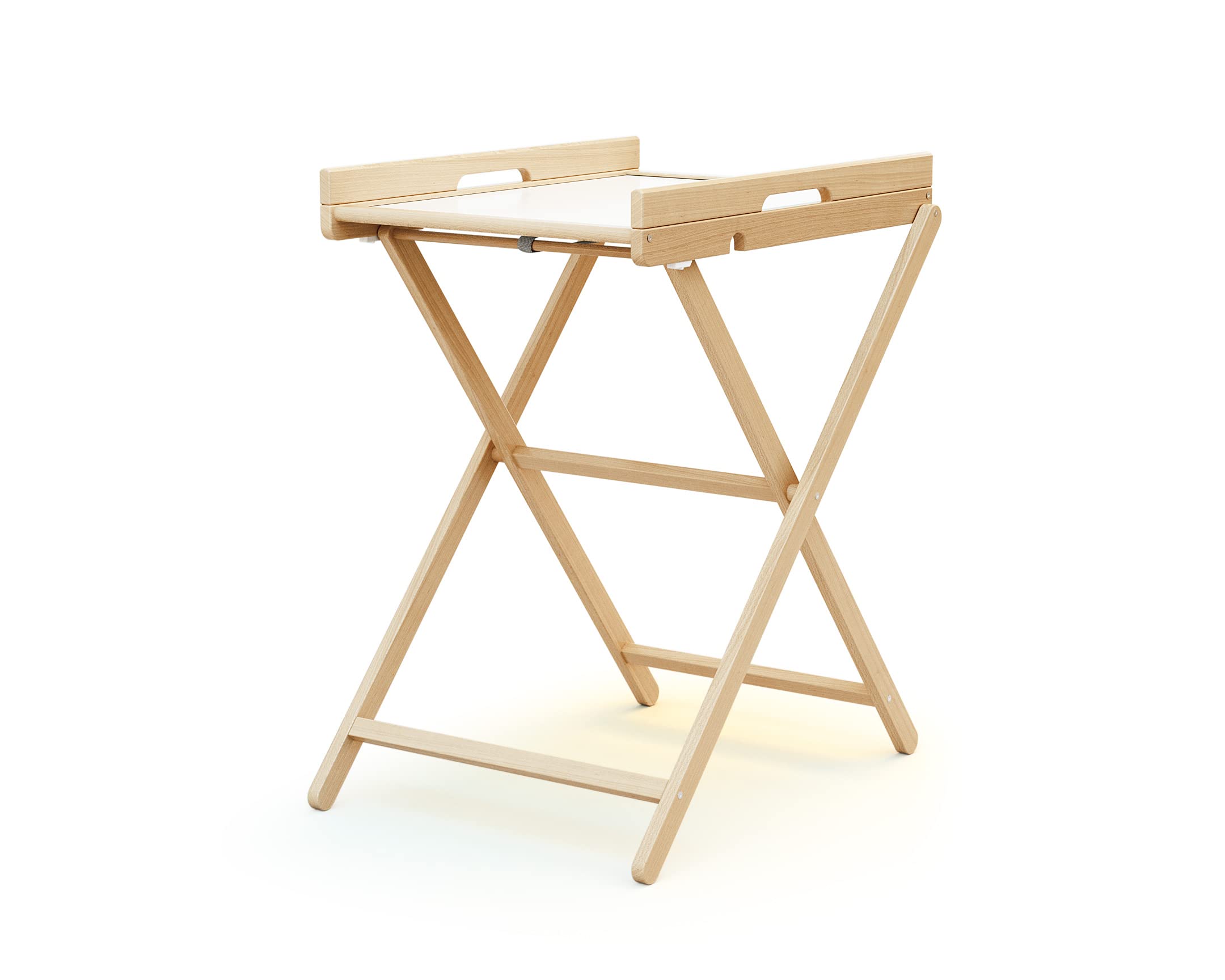 WEBABY - Table à langer pliante PALA Hêtre verni | Dimensions ouverte (L x l x H) : 78 x 58 x 90,5 cm | Dimensions pliée (L x l x H) : 58 x 11,5 x 111,5 cm | Matelas PVC inclus