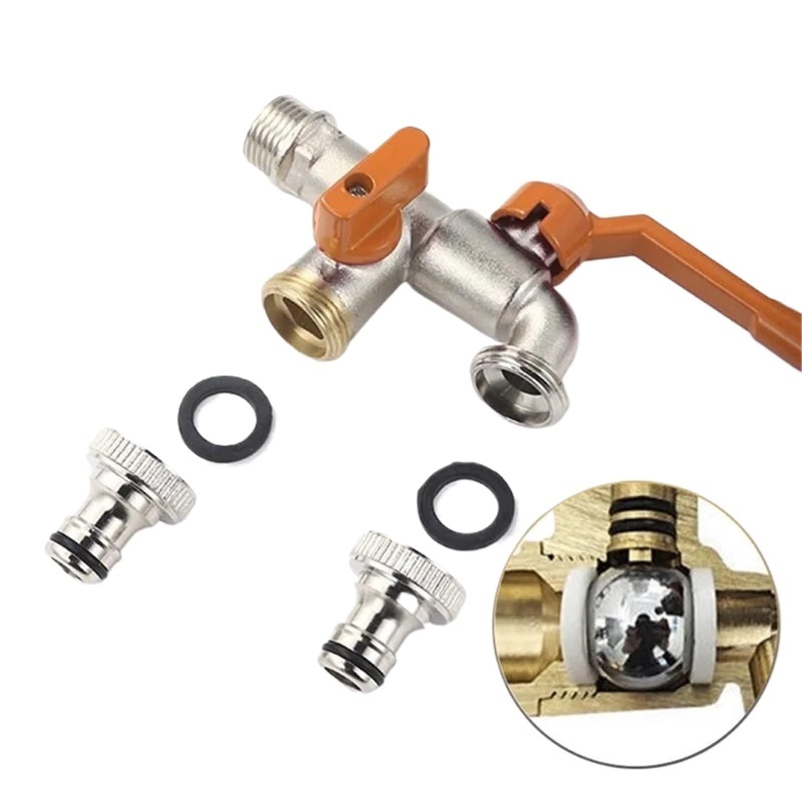Válvula de grifo de palanca de jardín, bola de agua con conector doble/salida a prueba de heladas para manguera de tanque IBC (1 grifo de 26 mm)