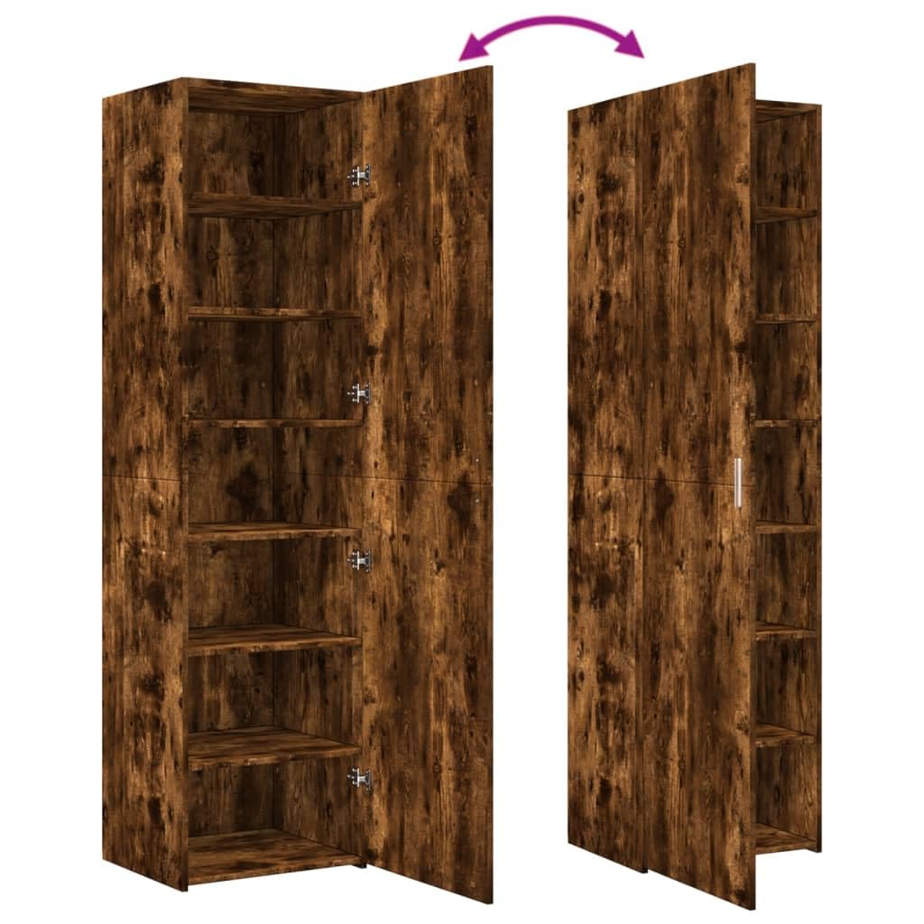 vidaXL Credenza Rovere Fumo 50x42,5x185 cm in Legno Multistrato, credenza Alta, Mobile Contenitore, Mobile Alto, Mobile, credenza Laterale