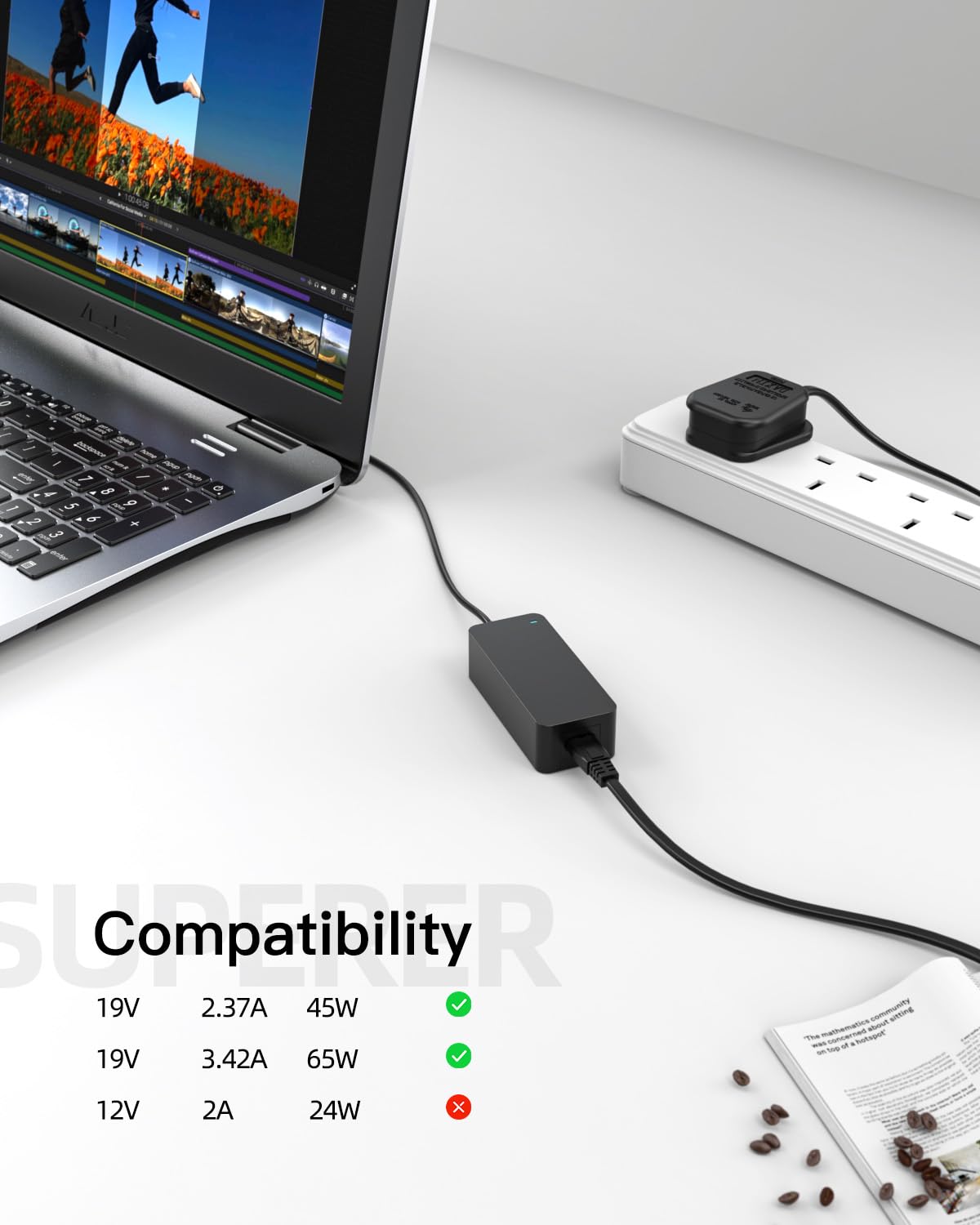 Acer Aspire Laptop Charger 65W - Universal Power Adapter For Acer Aspire 5, 3 & 1 Series With Safety Protection