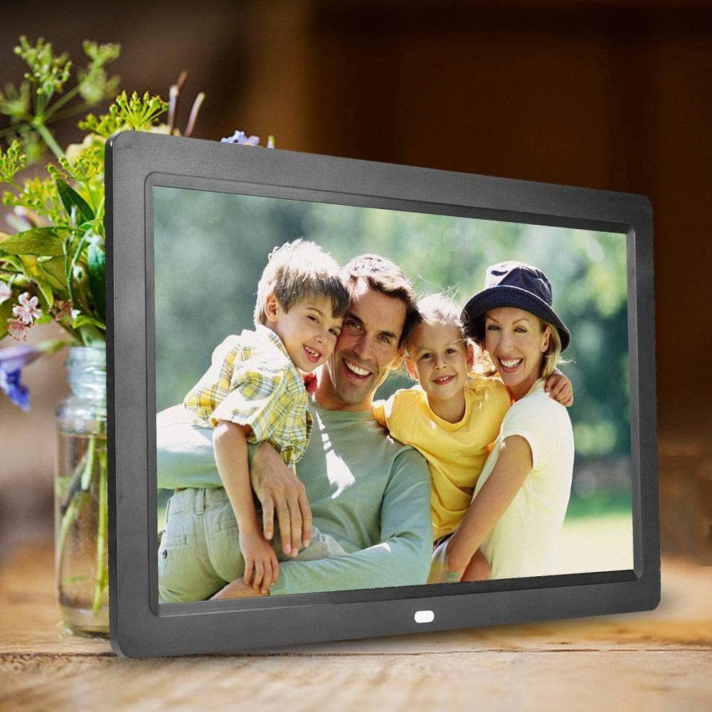 Cornice digitale, full HD 12 pollici 1280 * 800HD display foto/musica/lettore video calendario sveglia timer di accensione/spegnimento automatico con telecomando(nero)