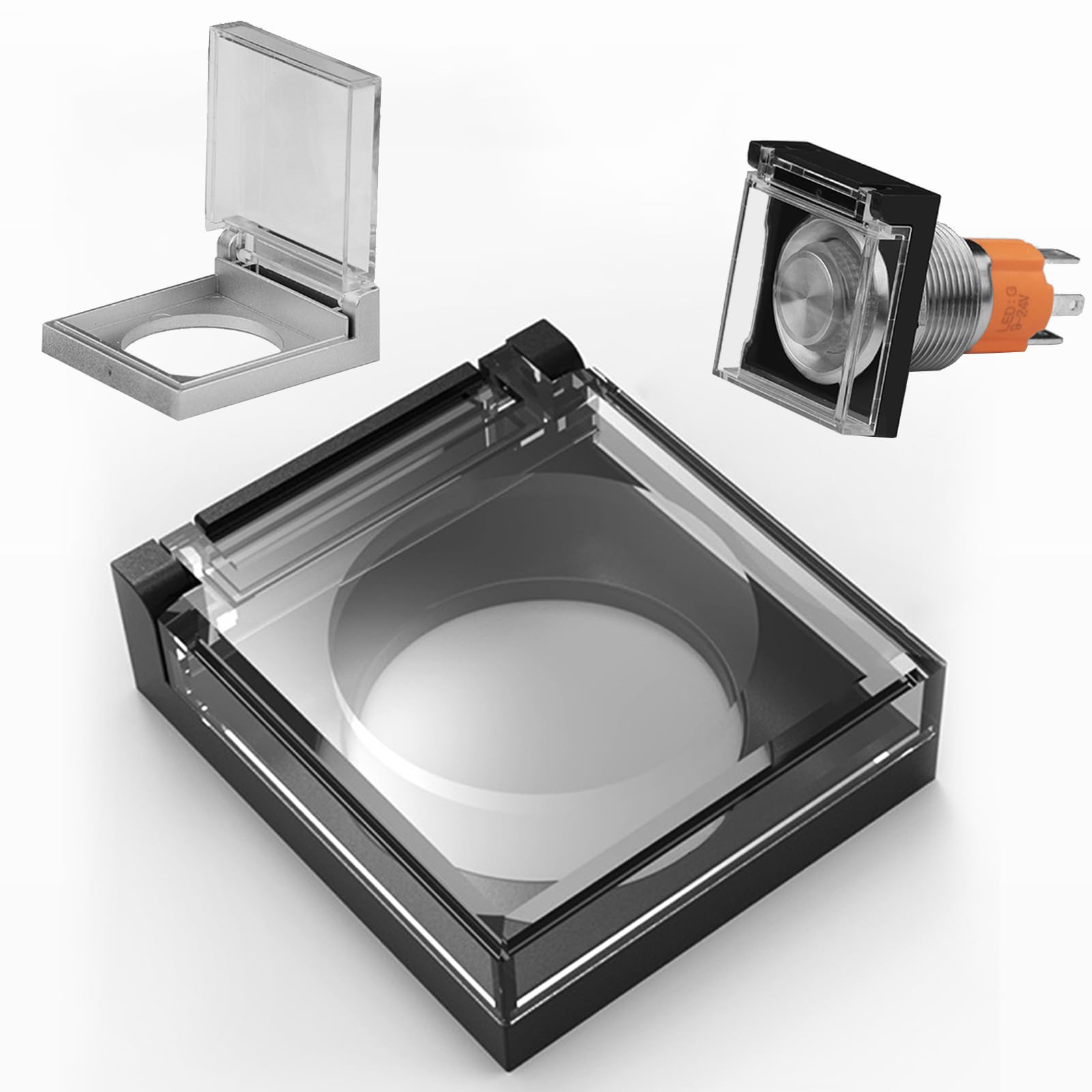 Button Switch Protective Box, Suitable for Multi -Style Buttons Switch，Protective Switch Shell Cover, (Black, 16 mm)-2PCS