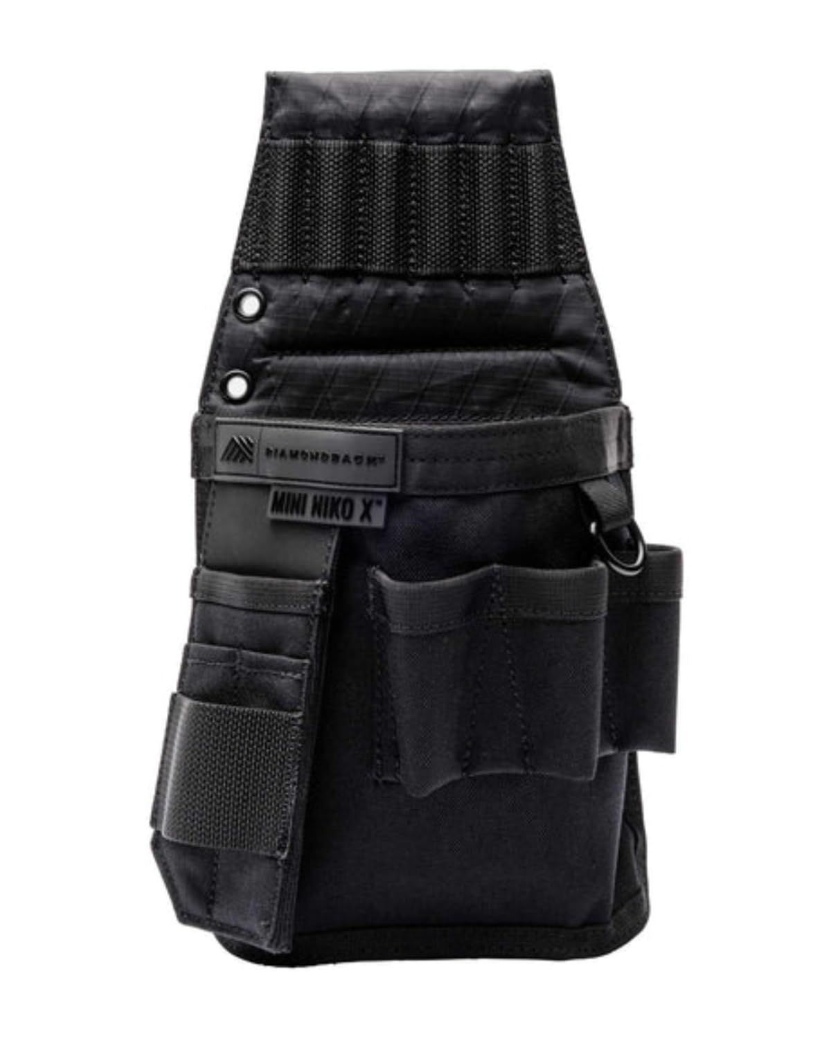 Diamondback Mini Niko X Electrician Tool Pouch, Right Side | 5-slot bit index & long bit storage - removable tape loop & extra D-ring - divided main bay - DX9 anti-abrasion back