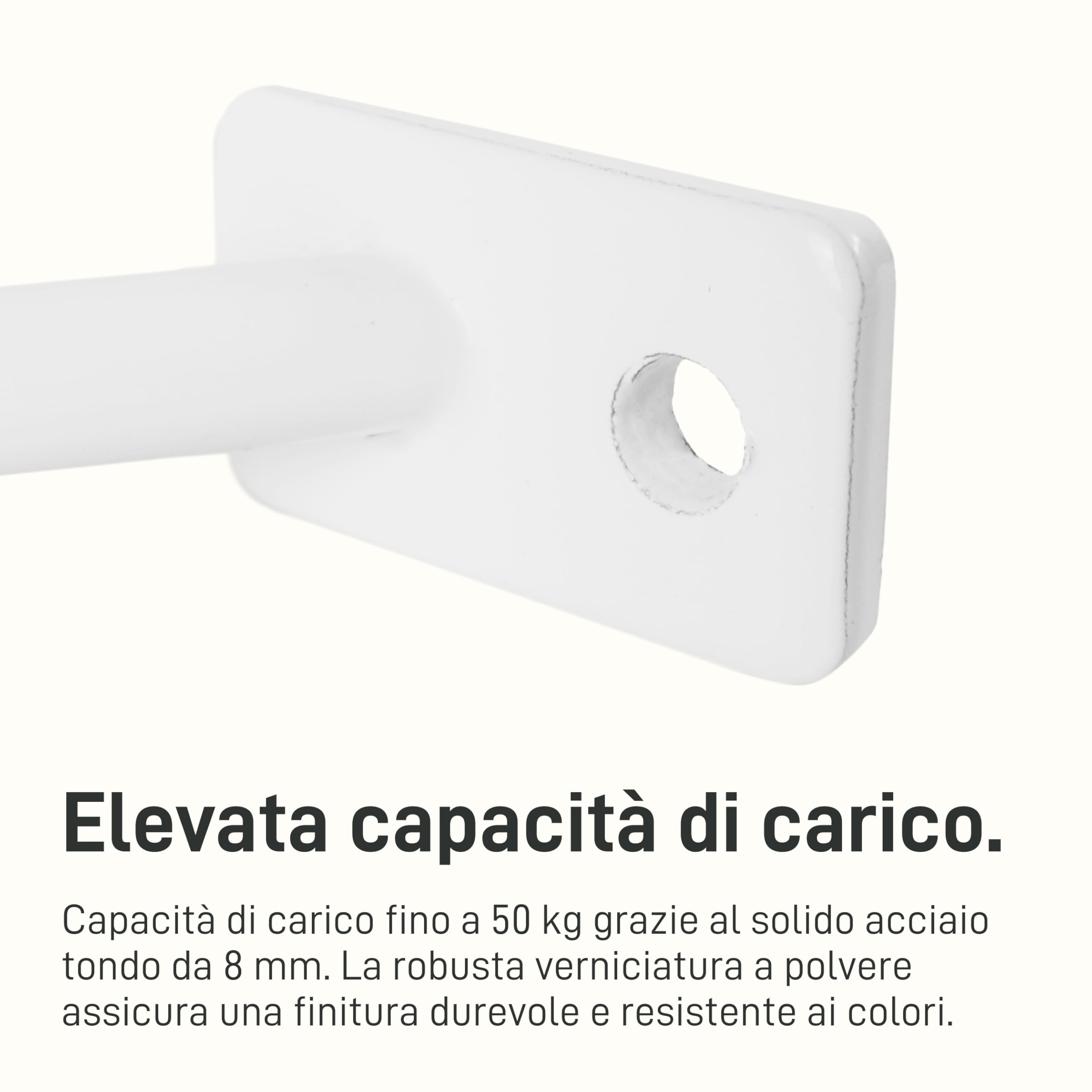 Natural Goods Berlin - 2 Supporti per Guardaroba Gard Prenzlberg, verniciati a Polvere o oliati, con Passante, Spessore 8 mm, per aste tonde da 30 mm, Fai da Te