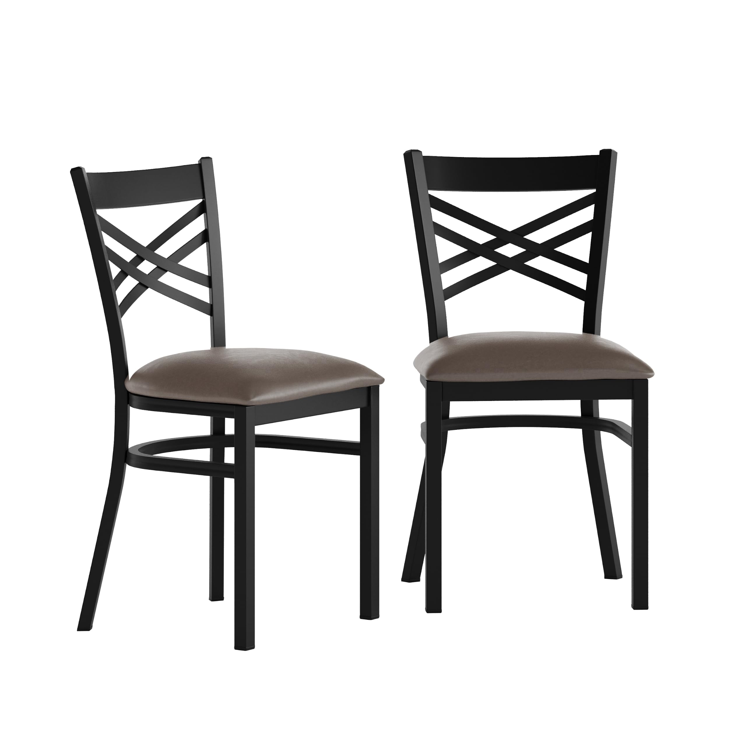 Flash Furniture Hercules X-Back Chair - Vinyl Seat, Black/Mocha, 2-Pack