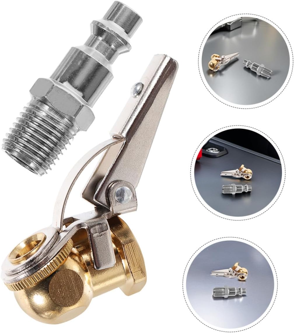 Locking Tire Inflator Chuck 2 Set 1/4 Npt Copper Adapter