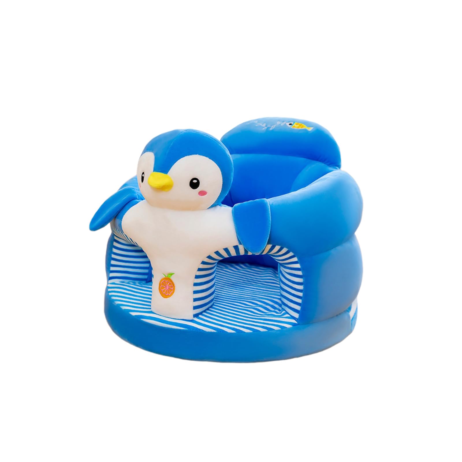Fortuccai Infant Seat for Babies 3-24 Months, Toddler Back Support Sofa for Sitting Up, Cartoon Animals Baby Chair, Plush Sit Me Up Floor Seat, Soft Seat for Learning to Sit, Feed, Camping (Penguin)