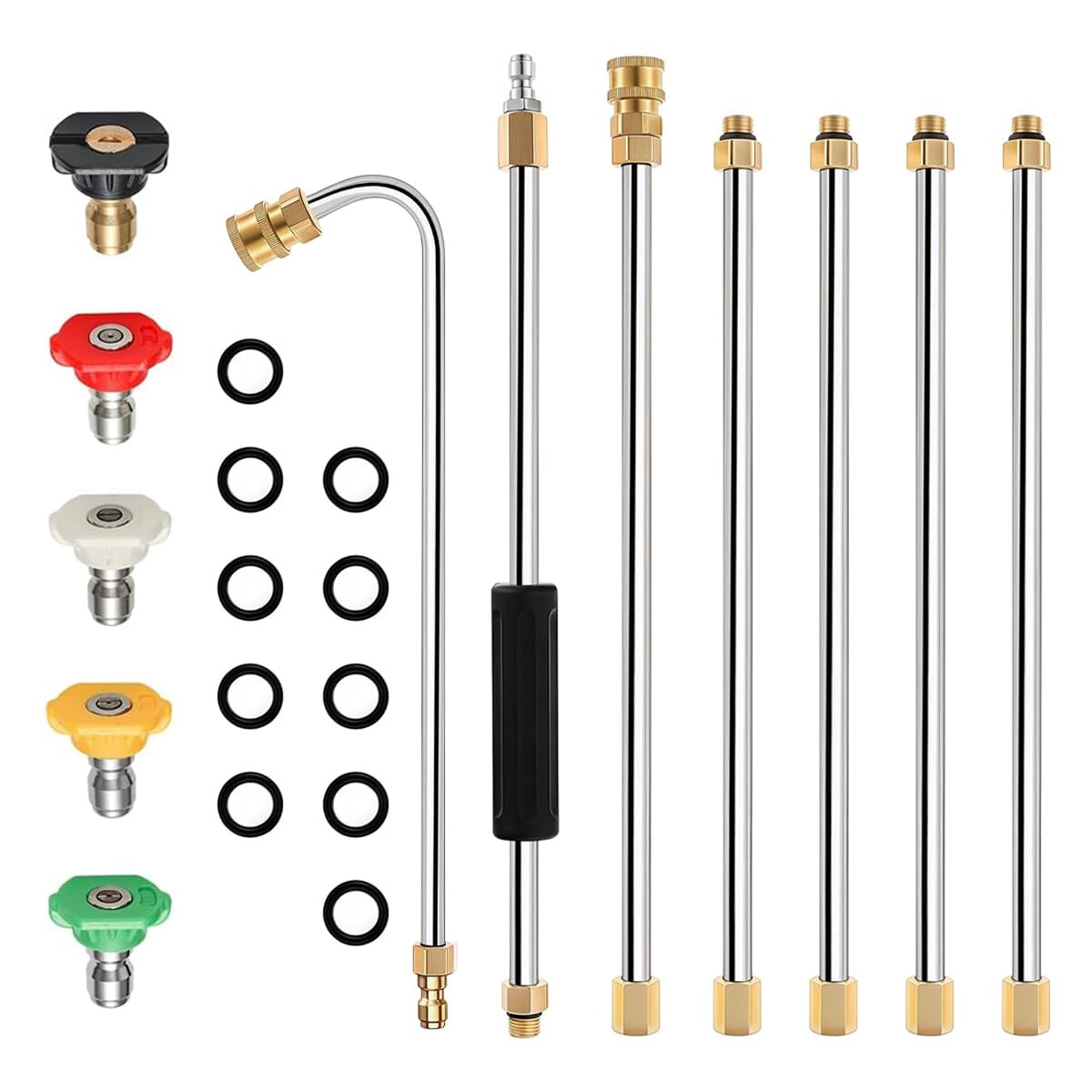 Lance nettoyeur haute pression 4000 psi avec 5 embouts de buse pour nettoyage extérieur