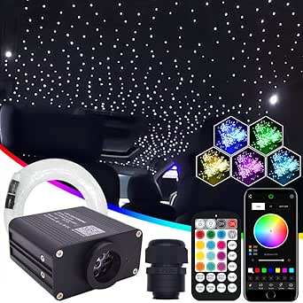 Starlight Headliner Kit, Star Twinkle Lights - 16W RGBW LED Kunststof Fiber Optic Plafond Decor Kit Of Star Plafond Sky Light Car/Home, Fiber Optic Lights Kit Met Kabels Afstandsbediening(EU
