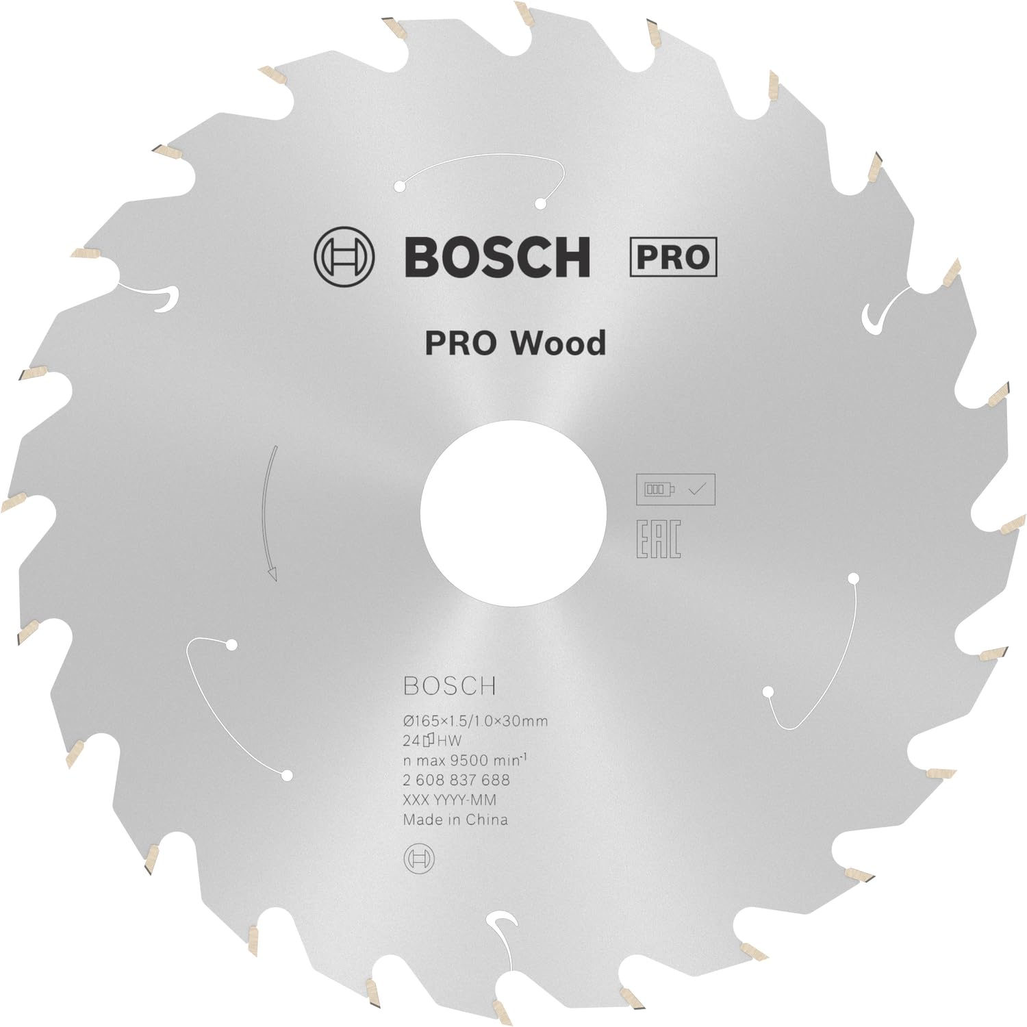 Bosch Bosch 1x PRO Wood Circular Saw Blade for Cordless Hand-Held Circular Saws (for Softwood, Hardwood, Ø mm, Professional Accessory