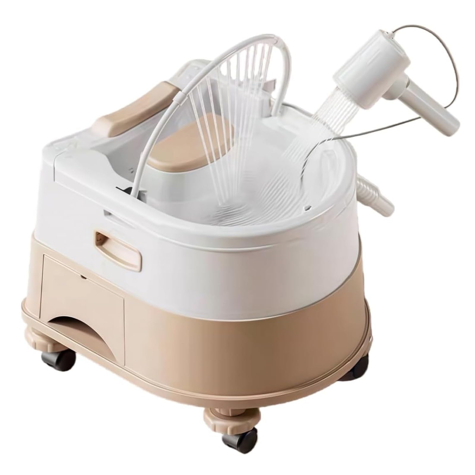 Eiwitany Thermostatic Circulating Head Spa Shampoo Basin with 10L Water Tank, Rolling Casters & Spa Frame for Home and Salon Use (Beige)