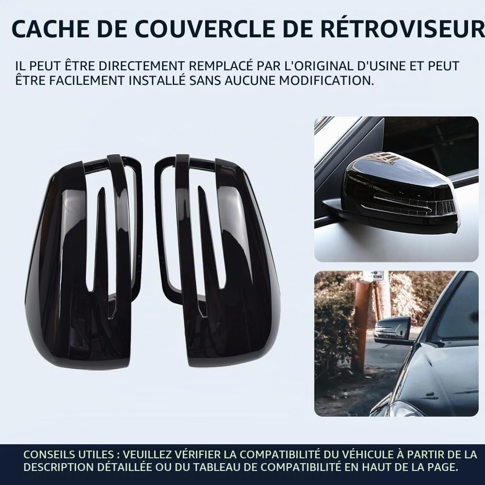 Coque de rétroviseur gauche et droite de rechange pour M-ercedes Benz W176 W246 W212 W204 C117 X156 X204 W221 (noir brillant)