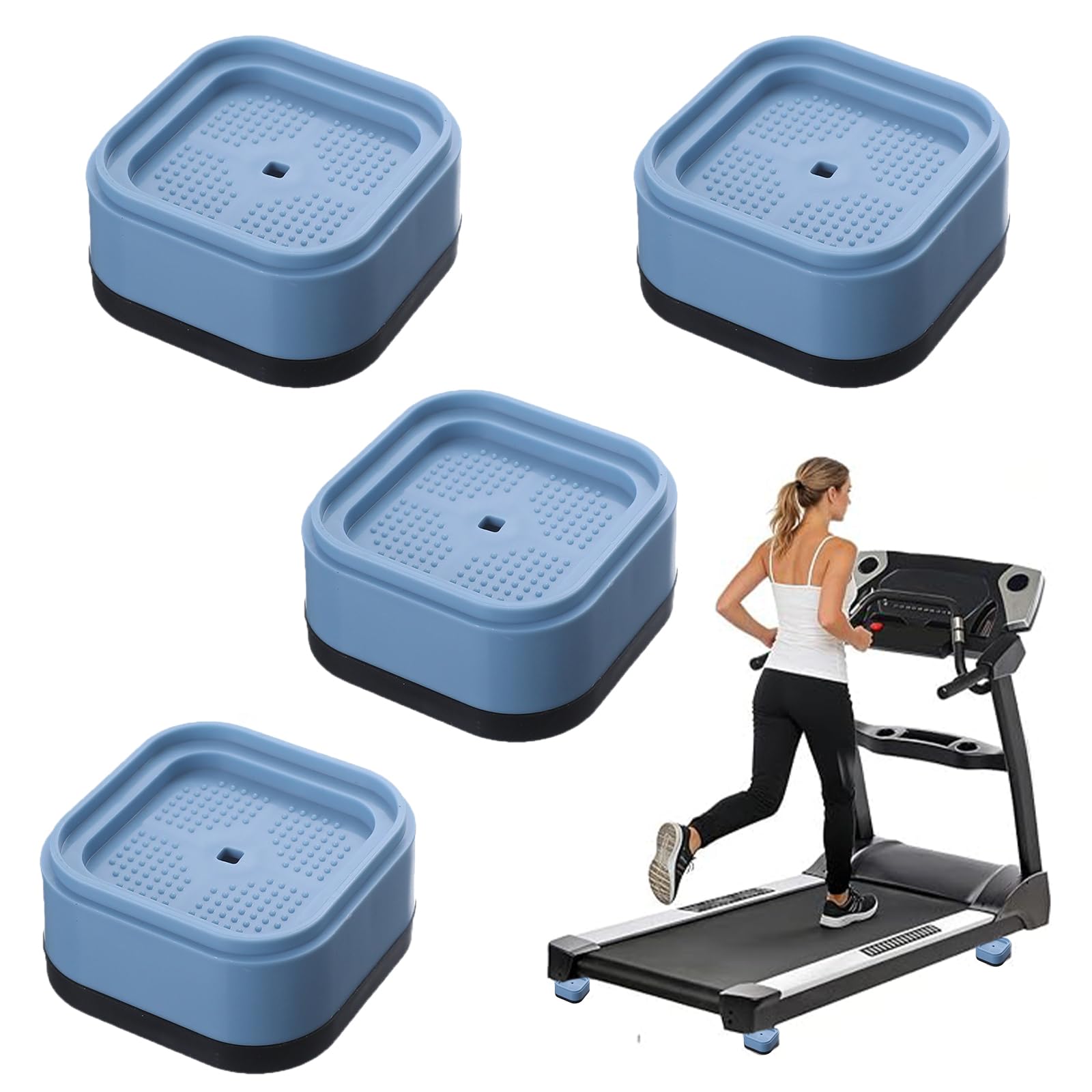 Tuieert Treadmill Incline Riser Blocks Blue 4Pcs, Stackable Non-Slip Walking Ramp Pads for Home Gym, Adjustable Height Leveler for Uphill Workout, Walking Treadmill (Blue) — image 1