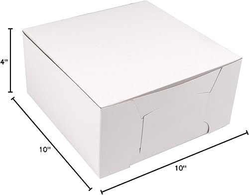Miniatura 10 de O'Crème - Cajas de pastelería blancas para pasteles, cajas de pastelería de 10 x 10 x 5 pulgadas, cajas de papel kraft para guardar y mostrar tus