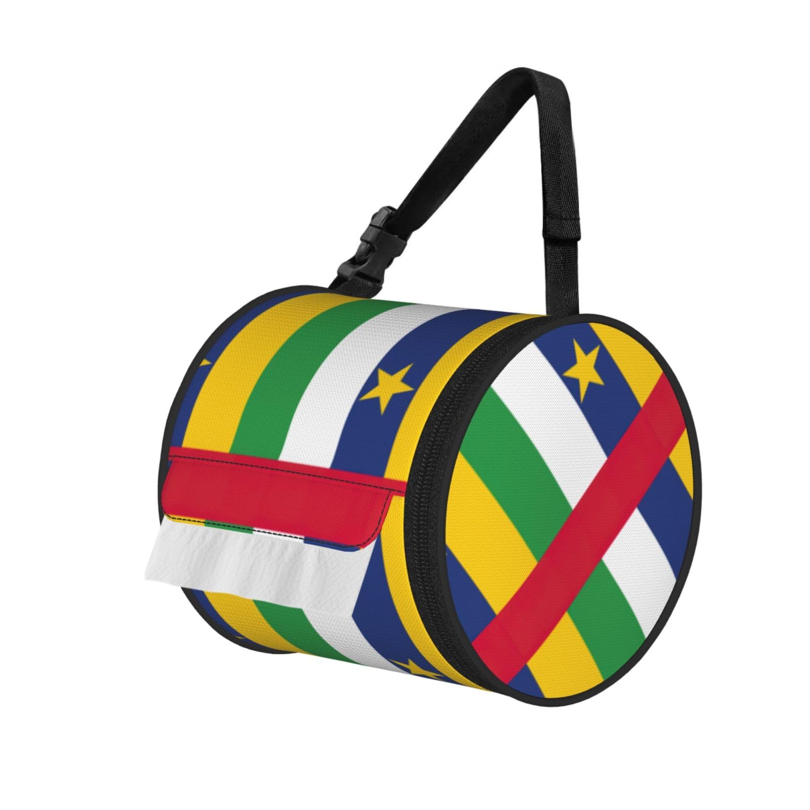 Central African flag Printed Portable Tissue Roll Case, Standard-Size Fit, Oxford Cloth for Wall Camping Backpack