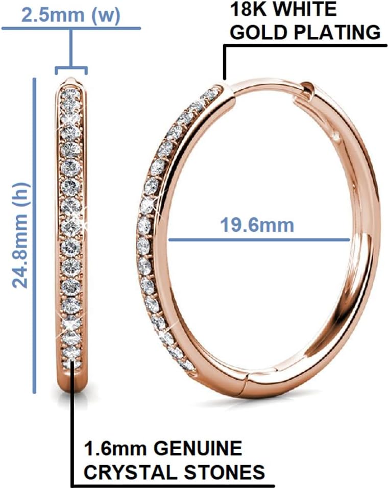 Cate & Chloe 18k Rose Gold Hoop Earrings with Crystals Value Bundle - 3 Pairs - Giselle, Bianca, Amaya image 3
