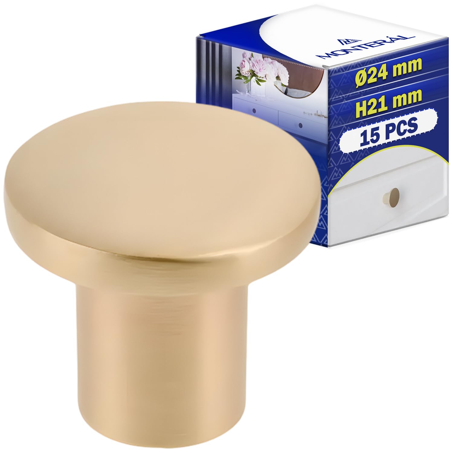 Bouton de meuble lot de 15 pièces or poli pour réparer vos tiroirs